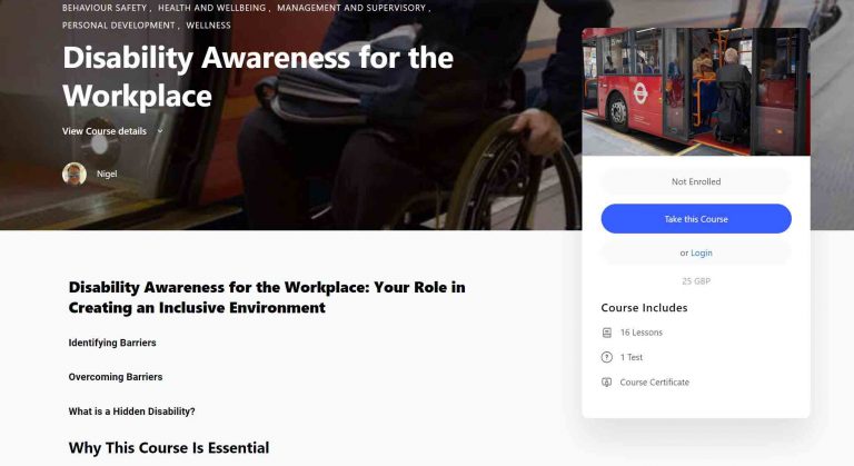 Safetyman International disability awareness in the workplace online course - available in 60 languages £25